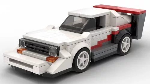 LEGO Audi Sport Quattro S1 Pikes Peak scale model on white background