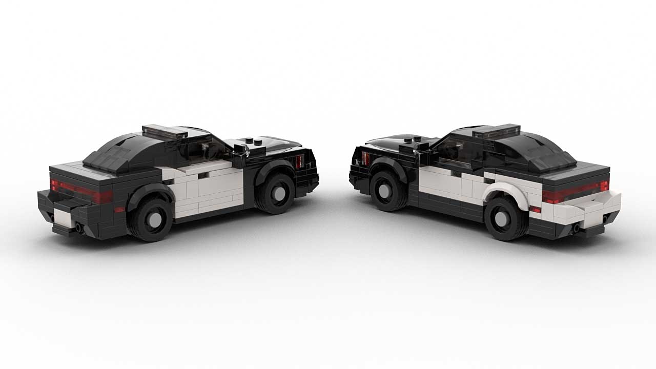 LEGO Dodge Charger Police Pursuit Models Built in LEGO Rear View