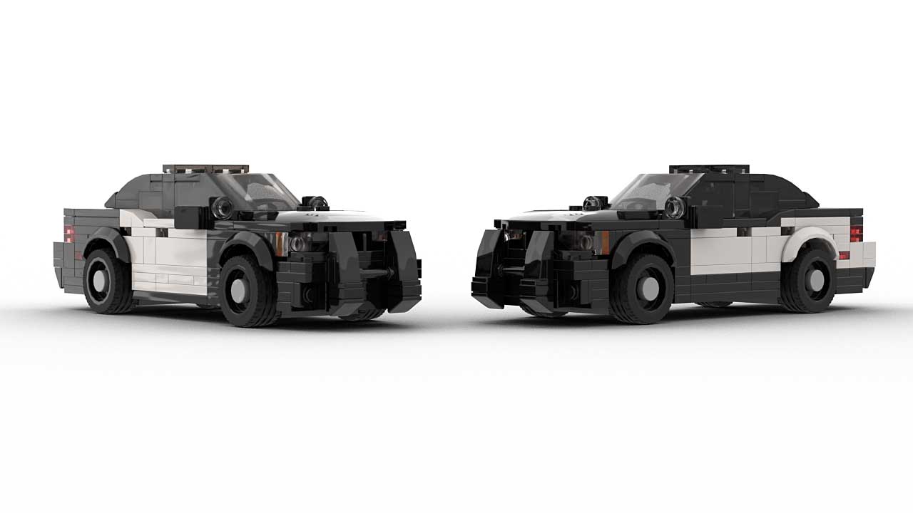 LEGO Dodge Charger Police Pursuit Model Built in LEGO