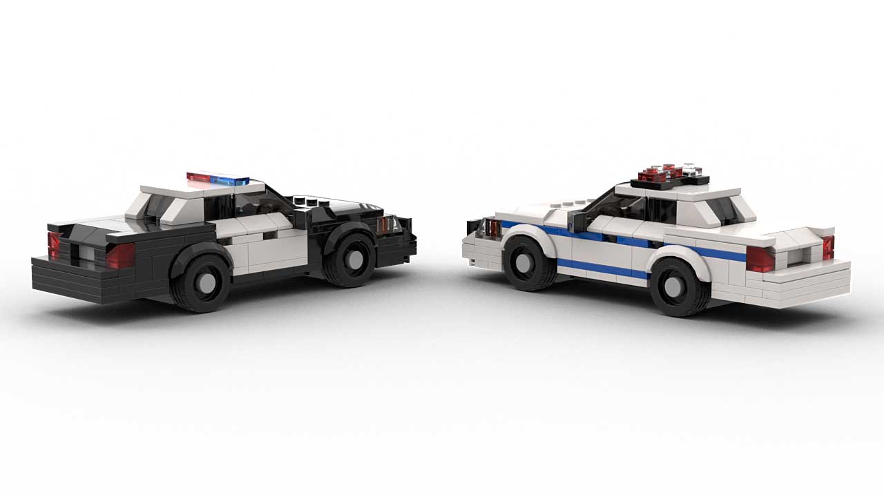 LEGO Ford Crown Victoria Police Cars MOC Models Rear View
