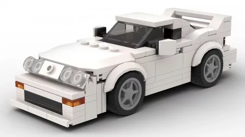 LEGO Acura Integra scale model in white color on white background