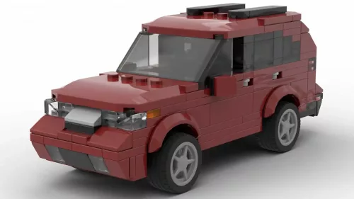LEGO Acura MDX 10 scale model in dark red color on white background