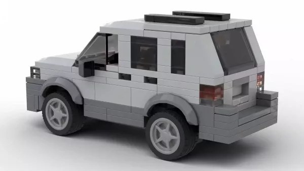 LEGO Ford Escape 01 scale car in gray color on white background rear view