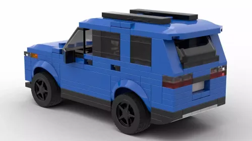 LEGO Honda Pilot 23 scale model in blue color on white background rear view