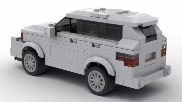 LEGO Toyota Highlander 2009 scale car in gray color on white background rear view