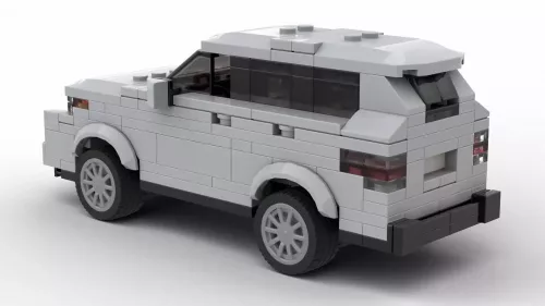 LEGO Toyota Highlander 2011 scale model in gray color on white background rear view