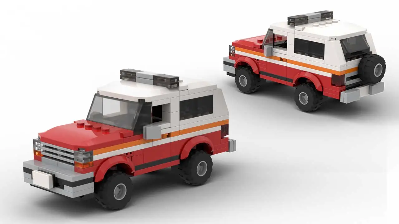 LEGO Ford Bronco 96 FDNY scale vehicle on white background