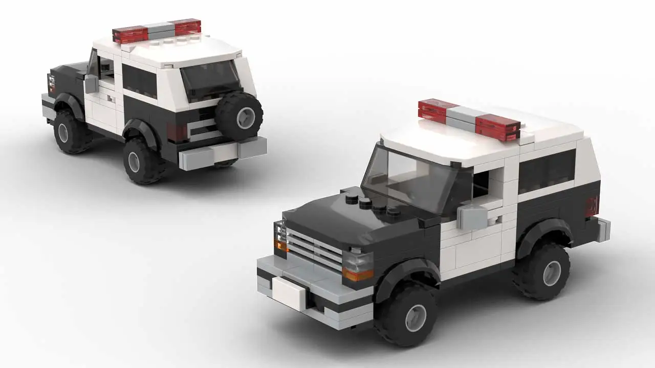 LEGO Ford Bronco 96 police scale model on white background