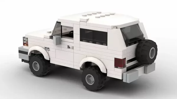LEGO Ford Bronco 96 scale model on white background rear view