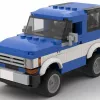 LEGO Ford Bronco II 85 scale model in two tone blue and white color scheme on white background