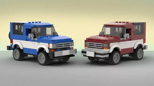 Two LEGO Ford Bronco II MOC scale models