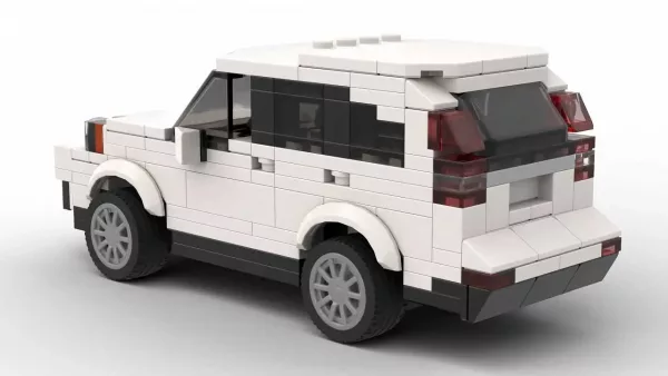 LEGO Honda CRV 14 scale model in white color on white background rear view angle