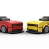 Two LEGO Dodge Charger 2025 scale brick models on white background