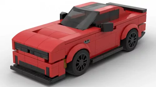 LEGO Dodge Charger Daytona 24 scale car in red color on white background