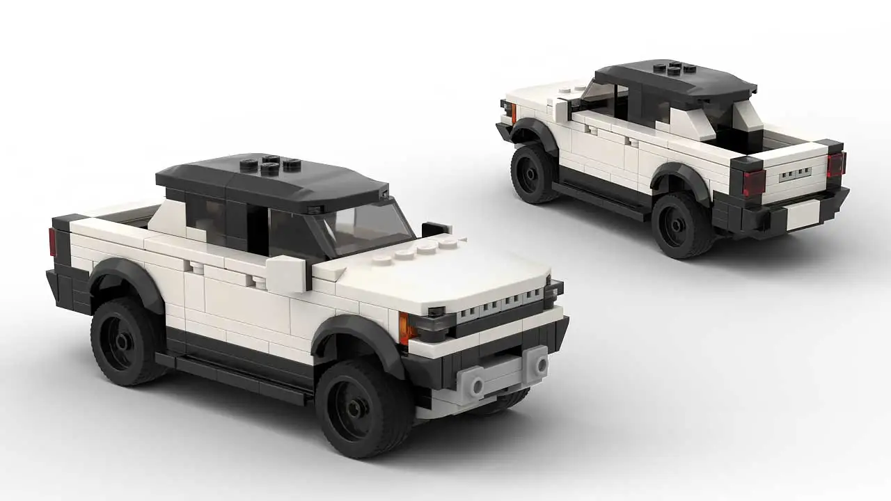 LEGO GMC Hummer EV Pickup scale model on white background