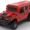 LEGO Hummer H1 scale brick model in red color on white background