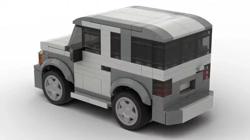 LEGO Honda Element 05 scale brick model in gray color in rear view angle