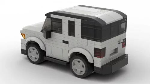 LEGO Honda Element 09 scale brick model in gray color on white background rear