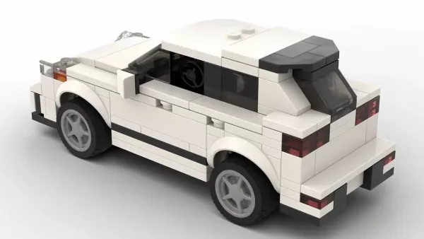 LEGO Kia Niro 18 scale brick model on white background rear view angle