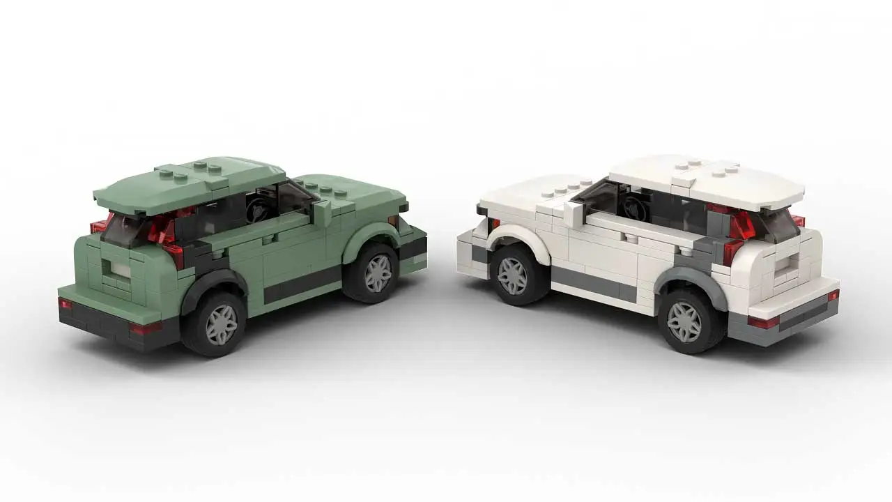 LEGO Kia Niro 2023 MOC scale models in white background rear View angle
