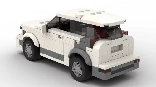 LEGO Kia Niro 23 scale brick model on white background rear view angle