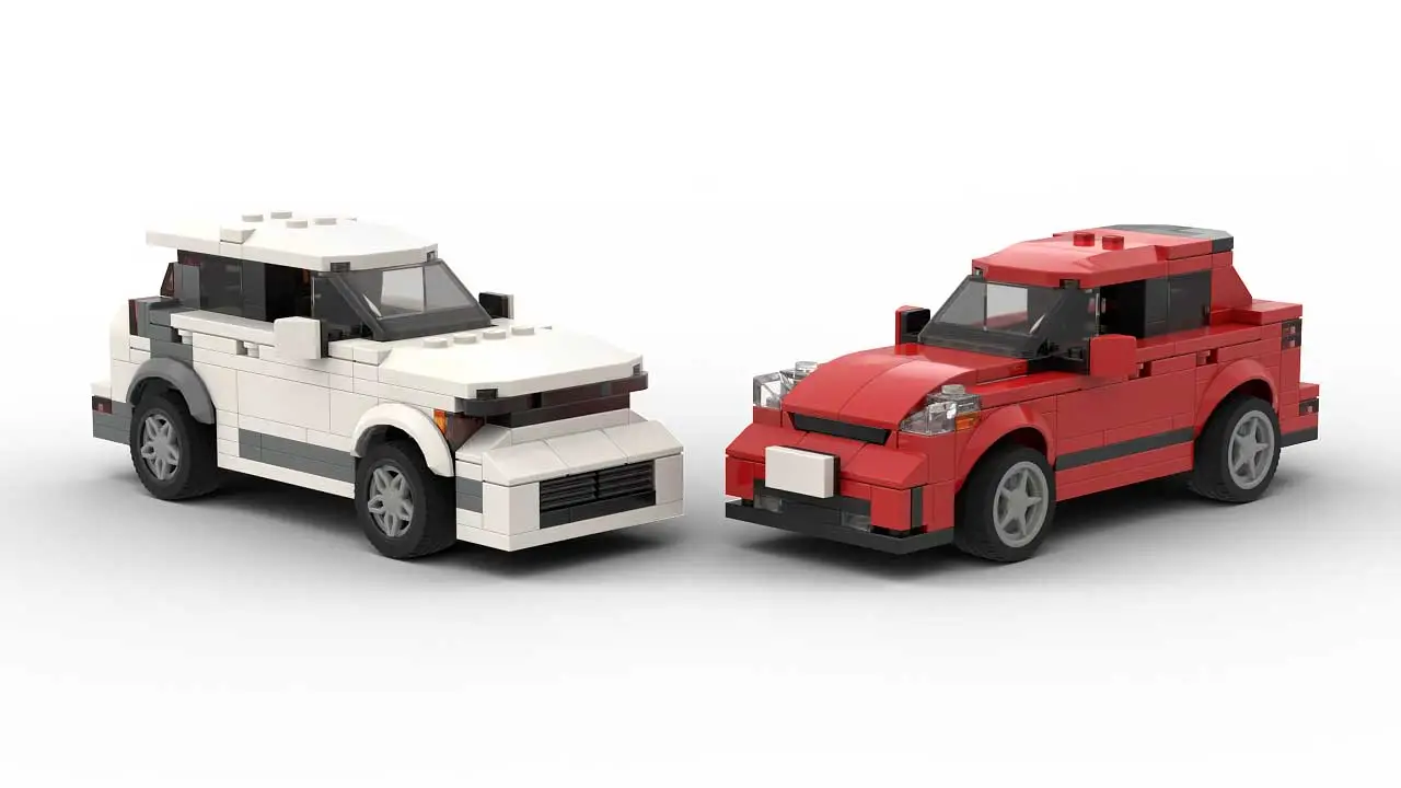 LEGO Kia Niro MOC scale models on white background