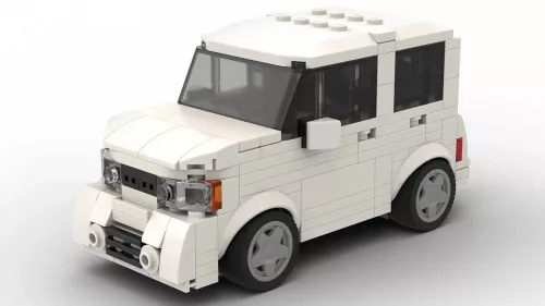 LEGO Nissan Cube 12 scale brick model on white background