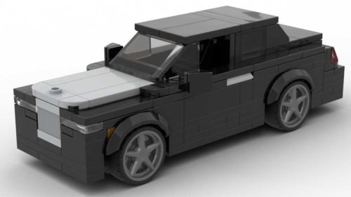 LEGO Pluribus Carol Rolls-Royce Ghost scale brick model in black color on white background