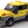 LEGO Pontiac Aztek 01 scale brick model in yellow color on white background