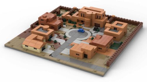LEGO Pluribus Neighborhood Micro Scale Diorama on white background